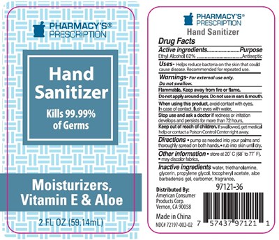Principal Display Panel (2oz Hand Sanitizer Specimen)